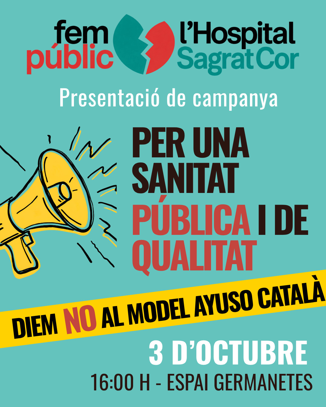 Cartel de la campaña Fem Públic l’Hospital Sagrat Cor